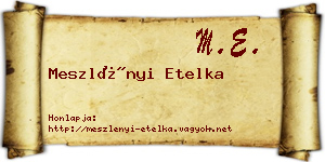 Meszlényi Etelka névjegykártya